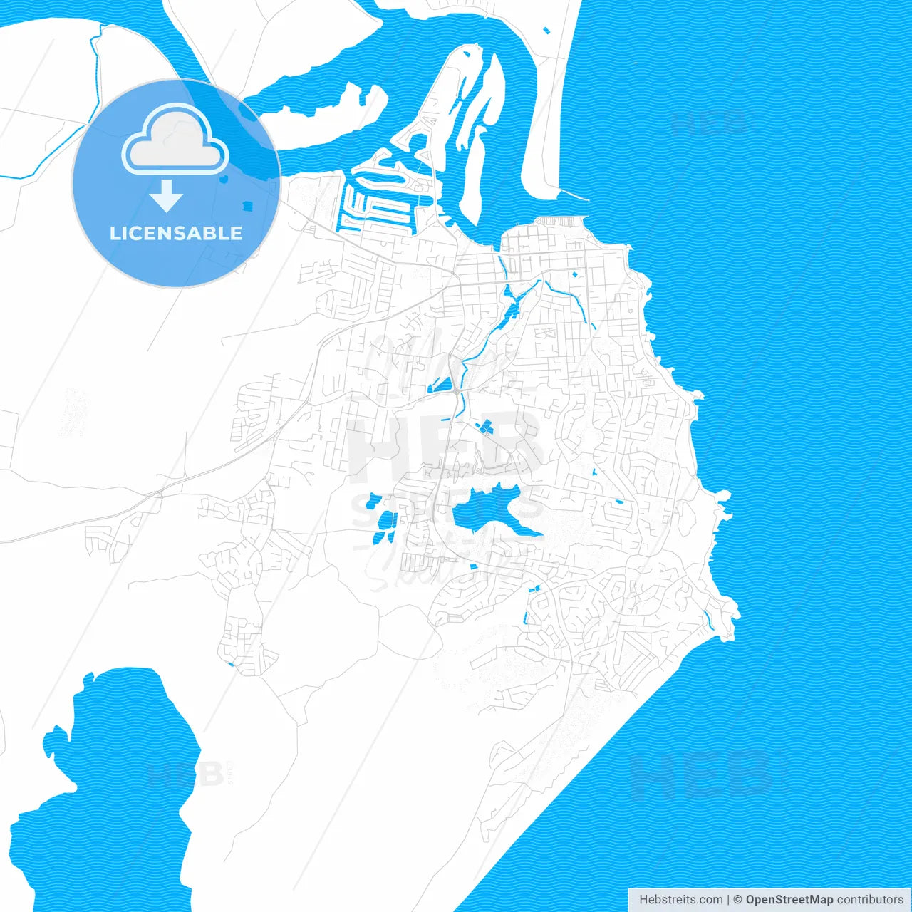 Port Macquarie, Australia PDF vector map with water in focus