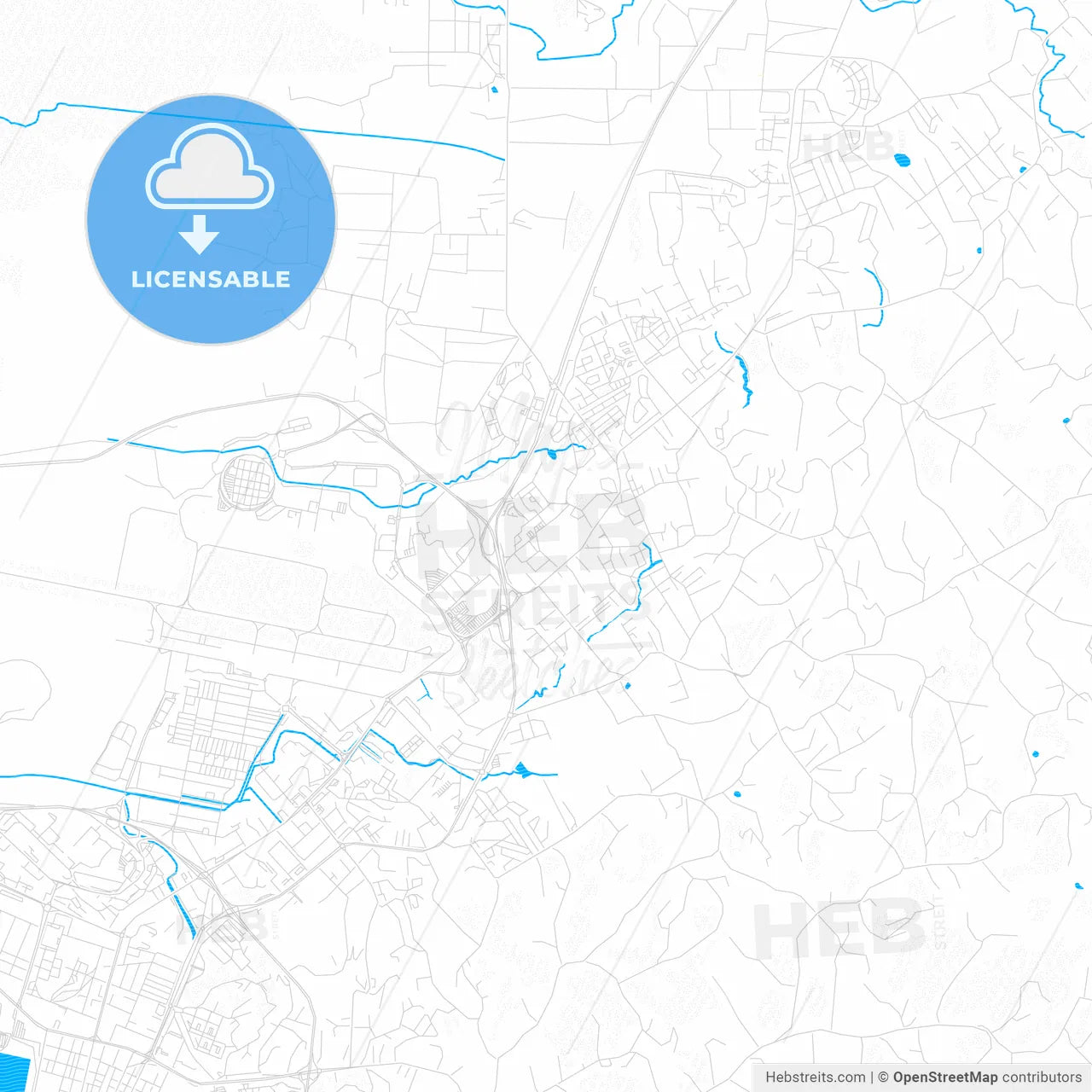 Les Abymes, France PDF vector map with water in focus