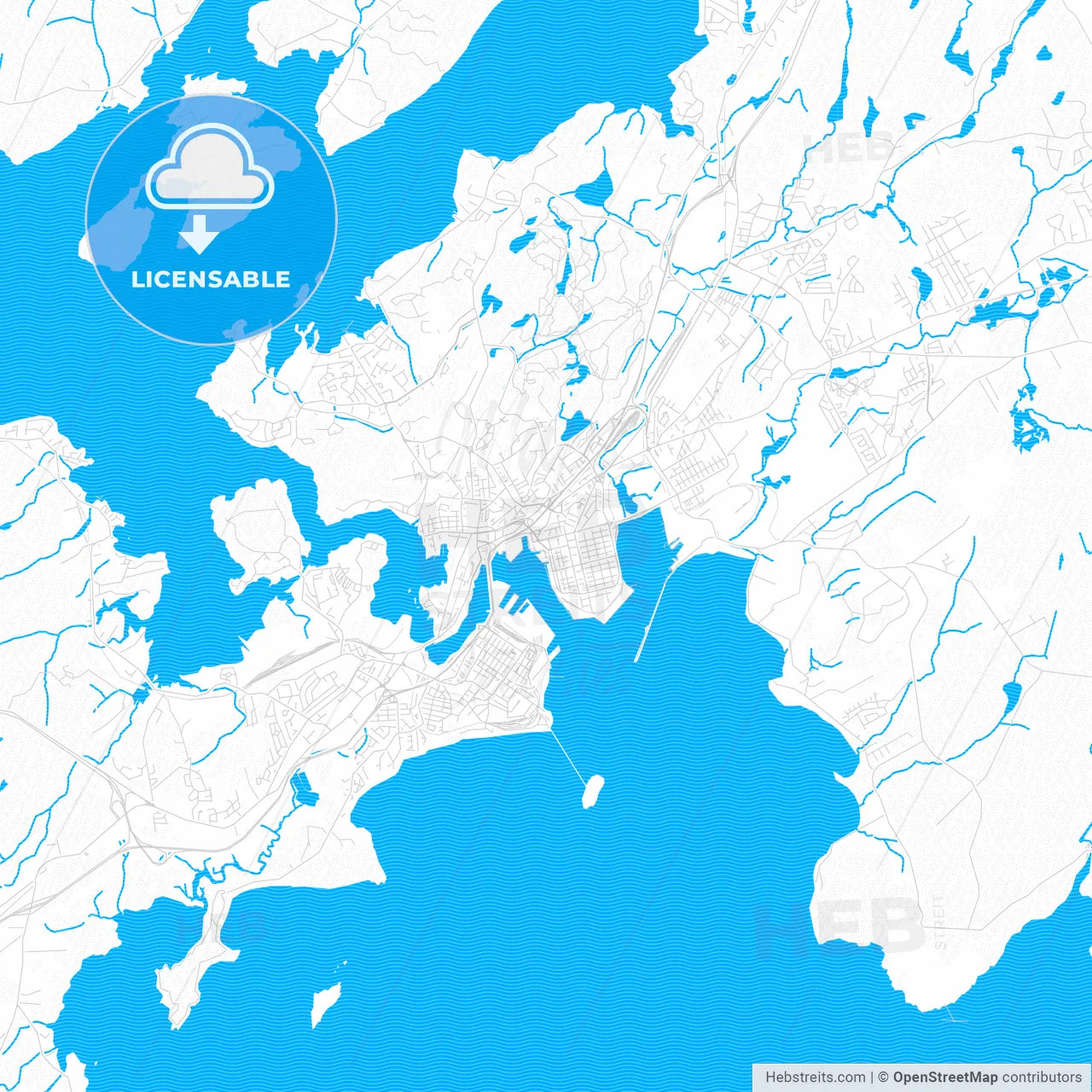 Saint John, Canada PDF vector map with water in focus