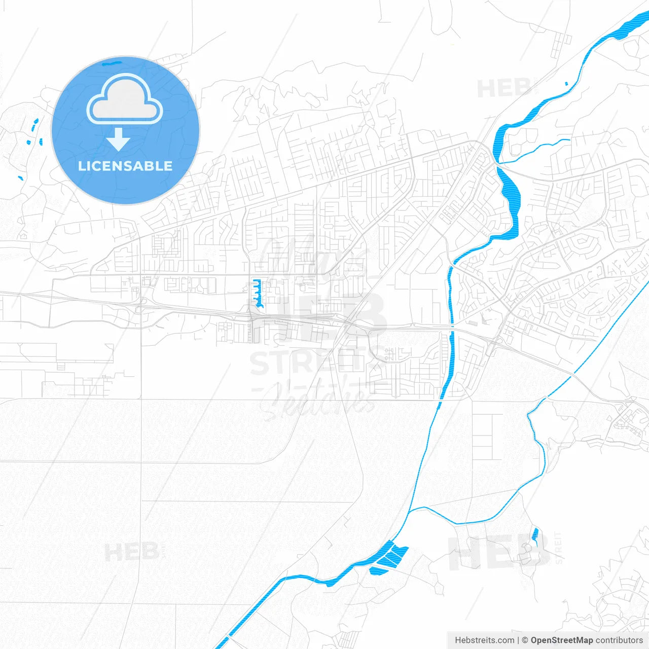 Camarillo, California, United States, PDF vector map with water in focus