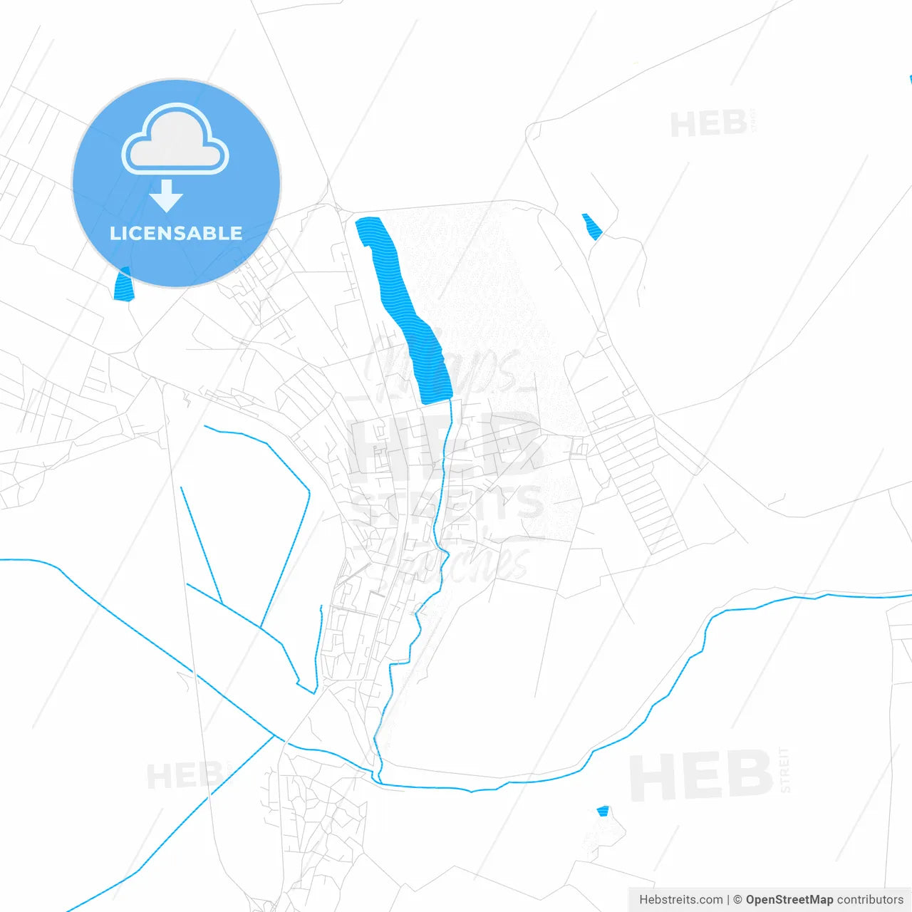 Orhei, Moldova PDF vector map with water in focus