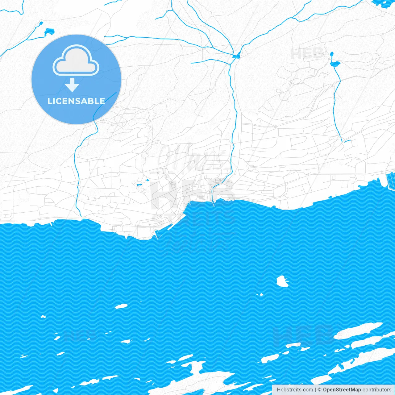 Molde, Norway PDF vector map with water in focus
