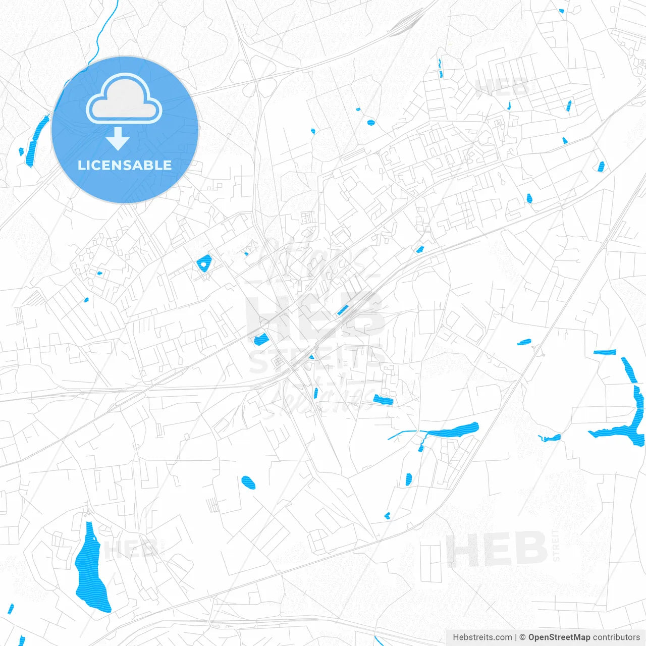 Odintsovo, Russia PDF vector map with water in focus