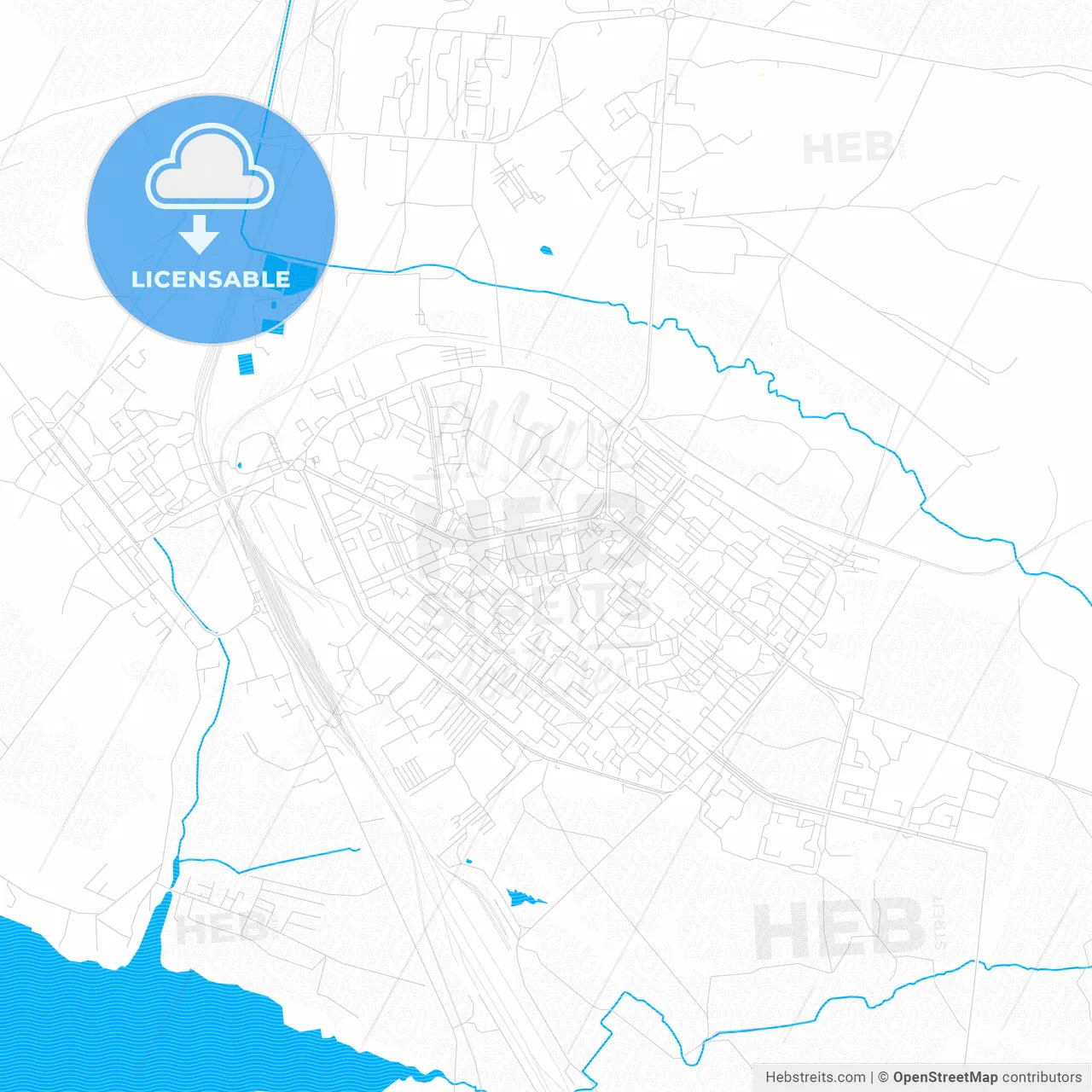 Apatity, Russia PDF vector map with water in focus