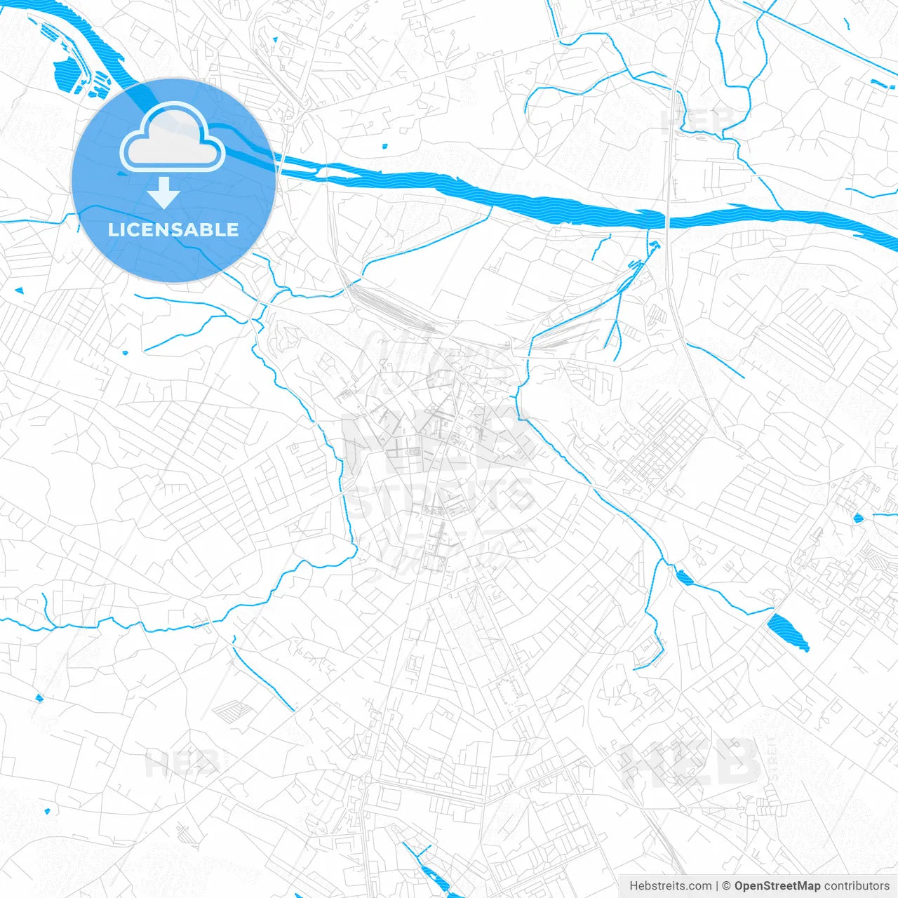 Chernivtsi, Ukraine PDF vector map with water in focus