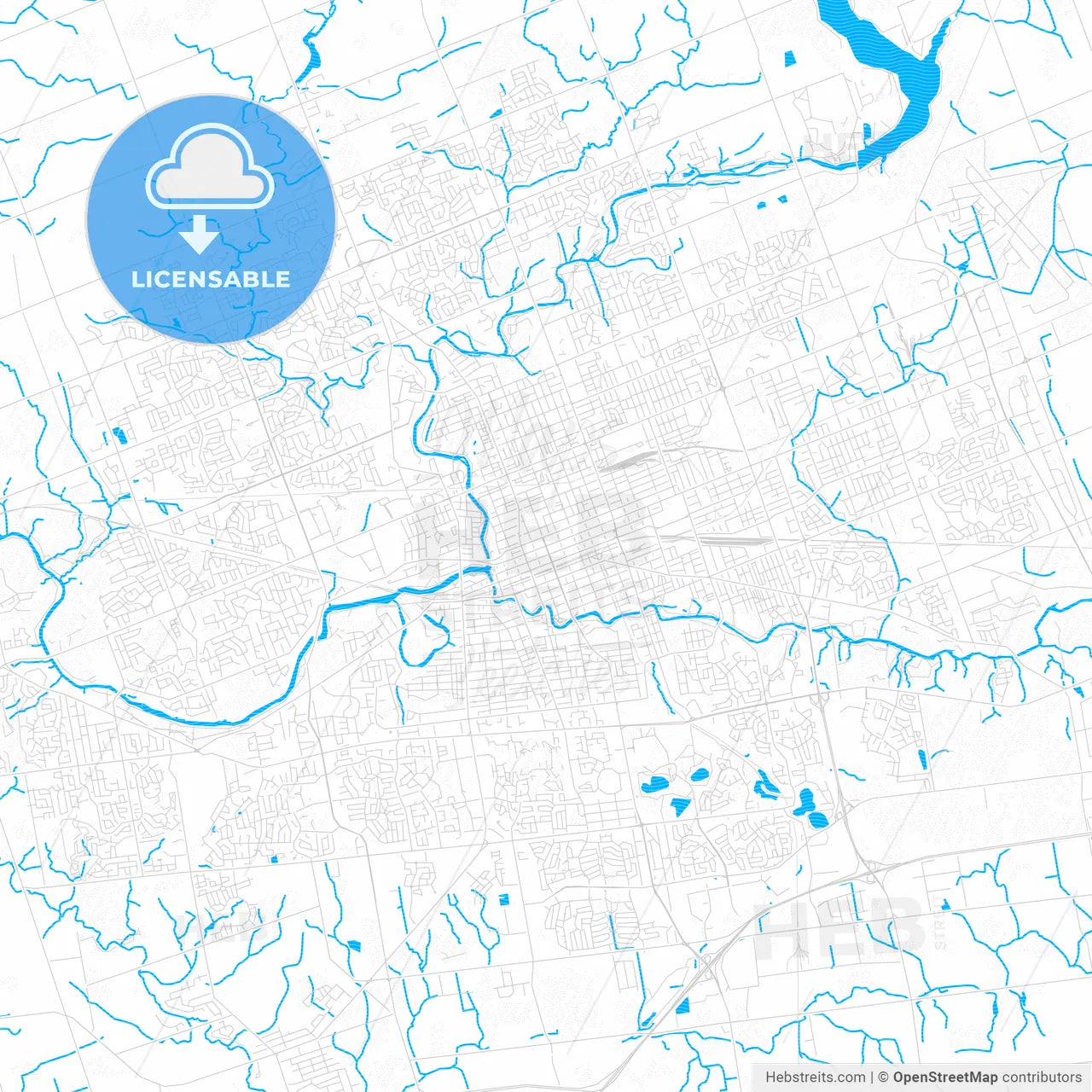 London, Canada PDF vector map with water in focus