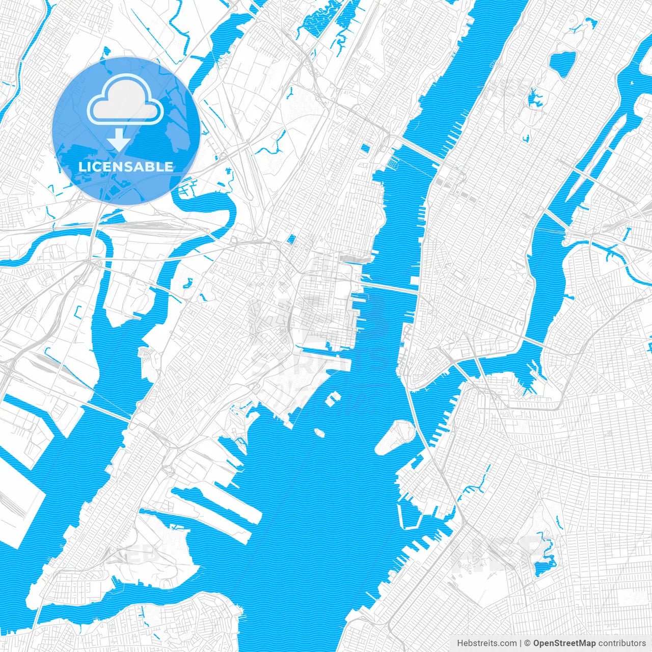 Jersey City, New Jersey, United States, PDF vector map with water in focus