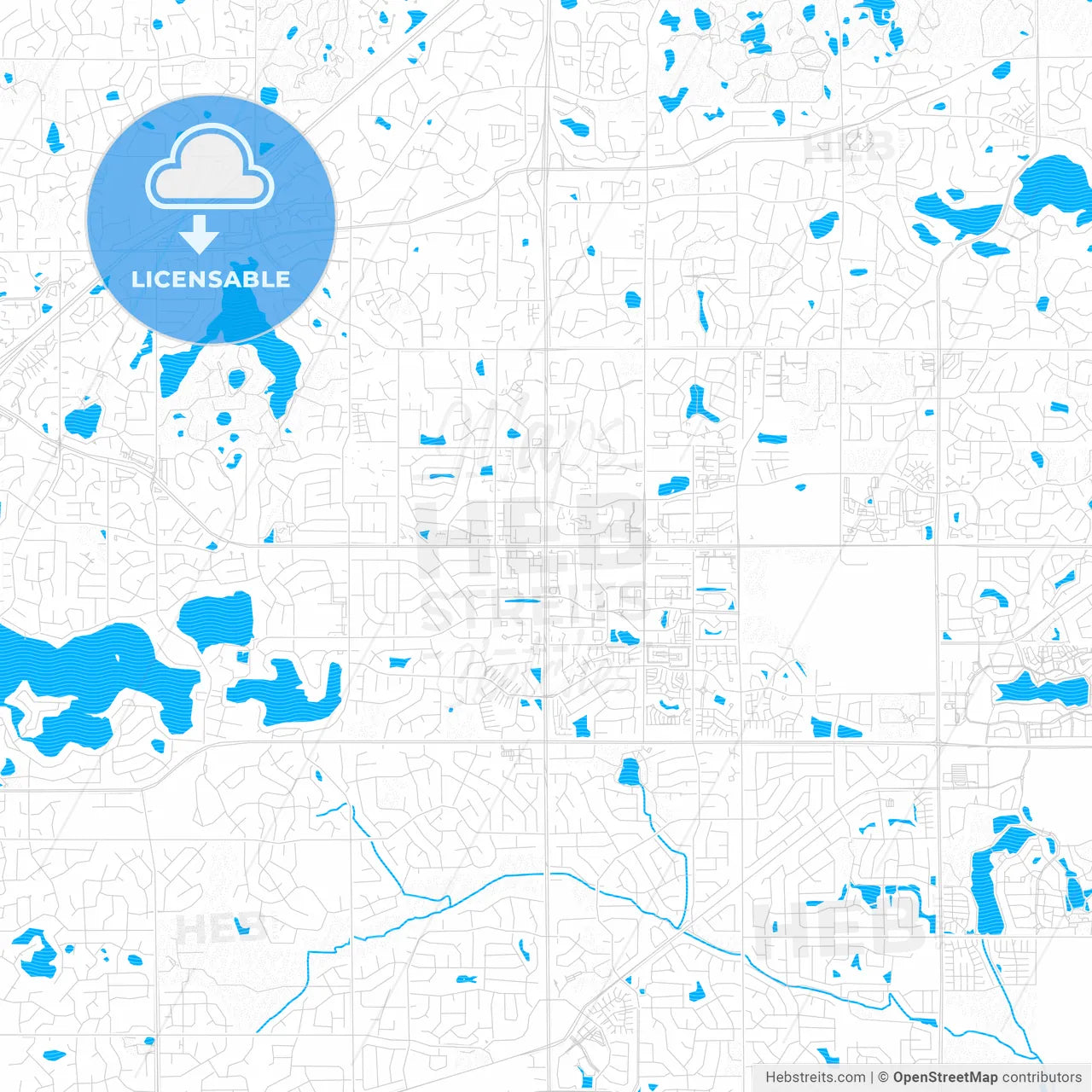 Apple Valley, Minnesota, United States, PDF vector map with water in focus