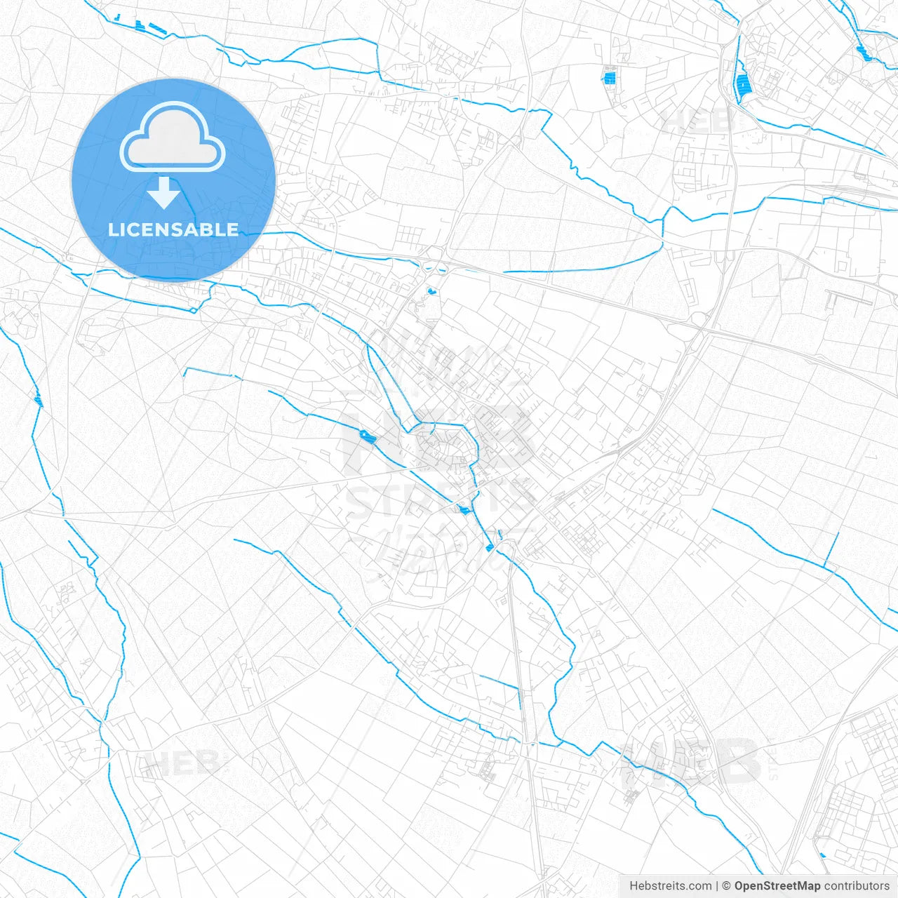 Oberursel (Taunus), Germany PDF vector map with water in focus