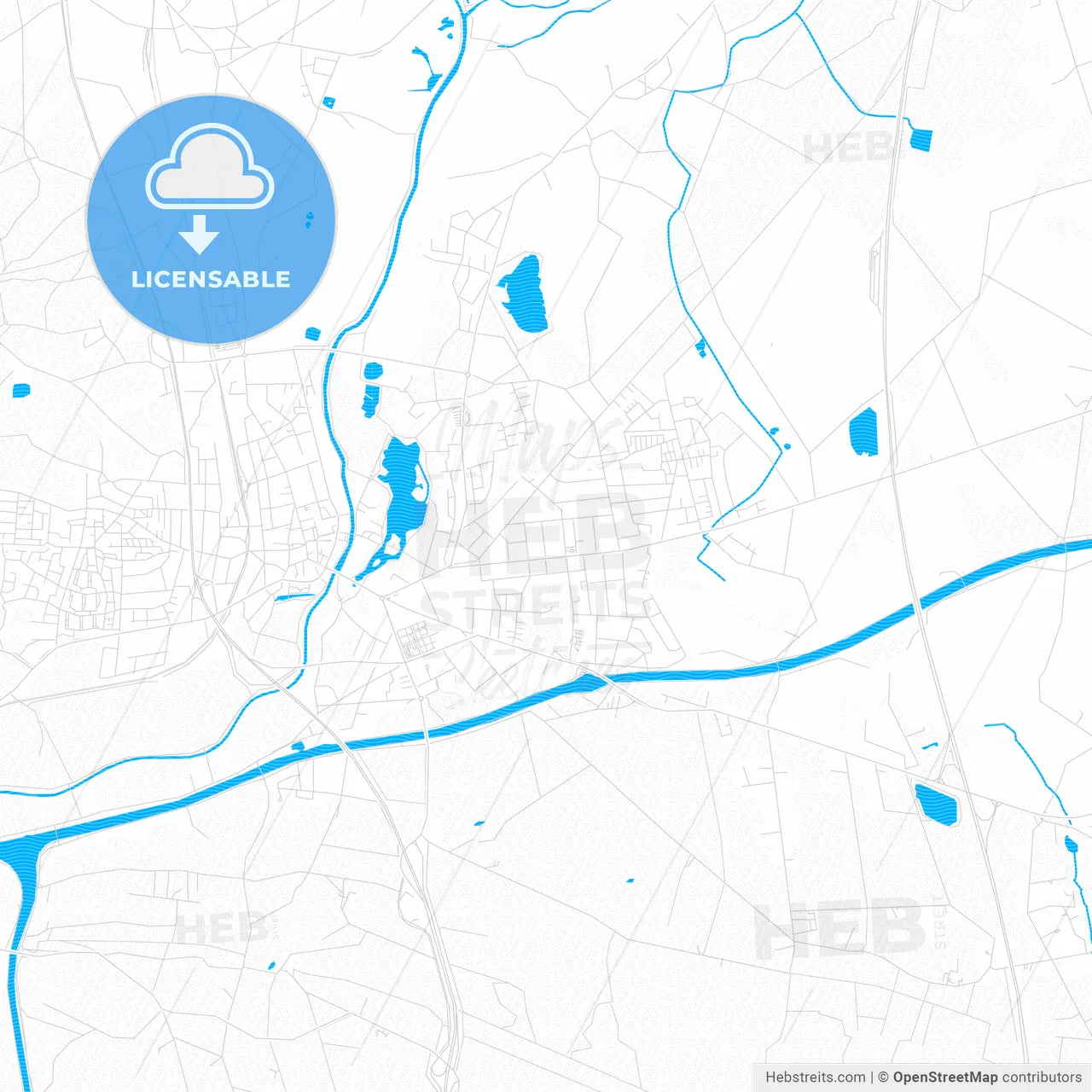 Bramsche, Germany PDF vector map with water in focus