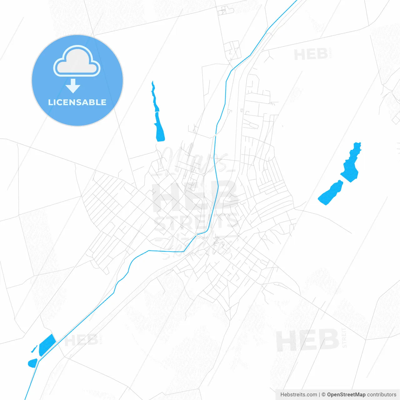 Ceadâr-Lunga, Moldova PDF vector map with water in focus