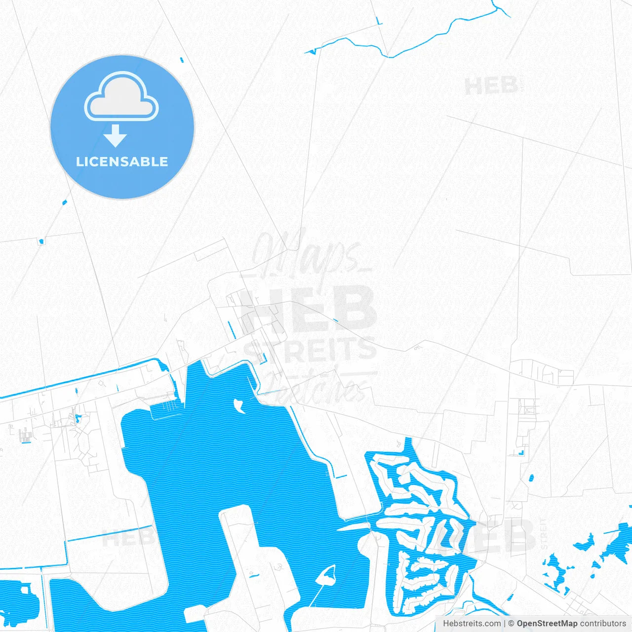 Oldambt, Netherlands PDF vector map with water in focus