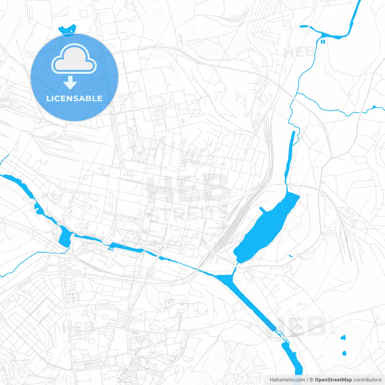 Belgorod, Russia PDF vector map with water in focus