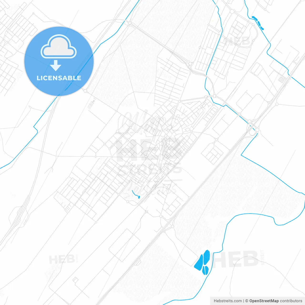 Azuqueca de Henares, Spain PDF vector map with water in focus