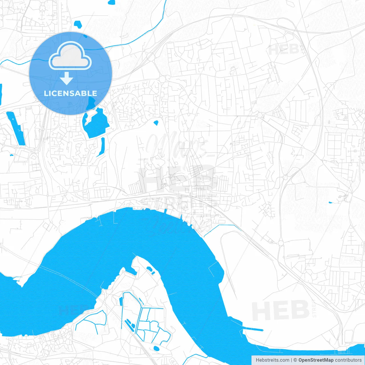 Grays, England PDF vector map with water in focus