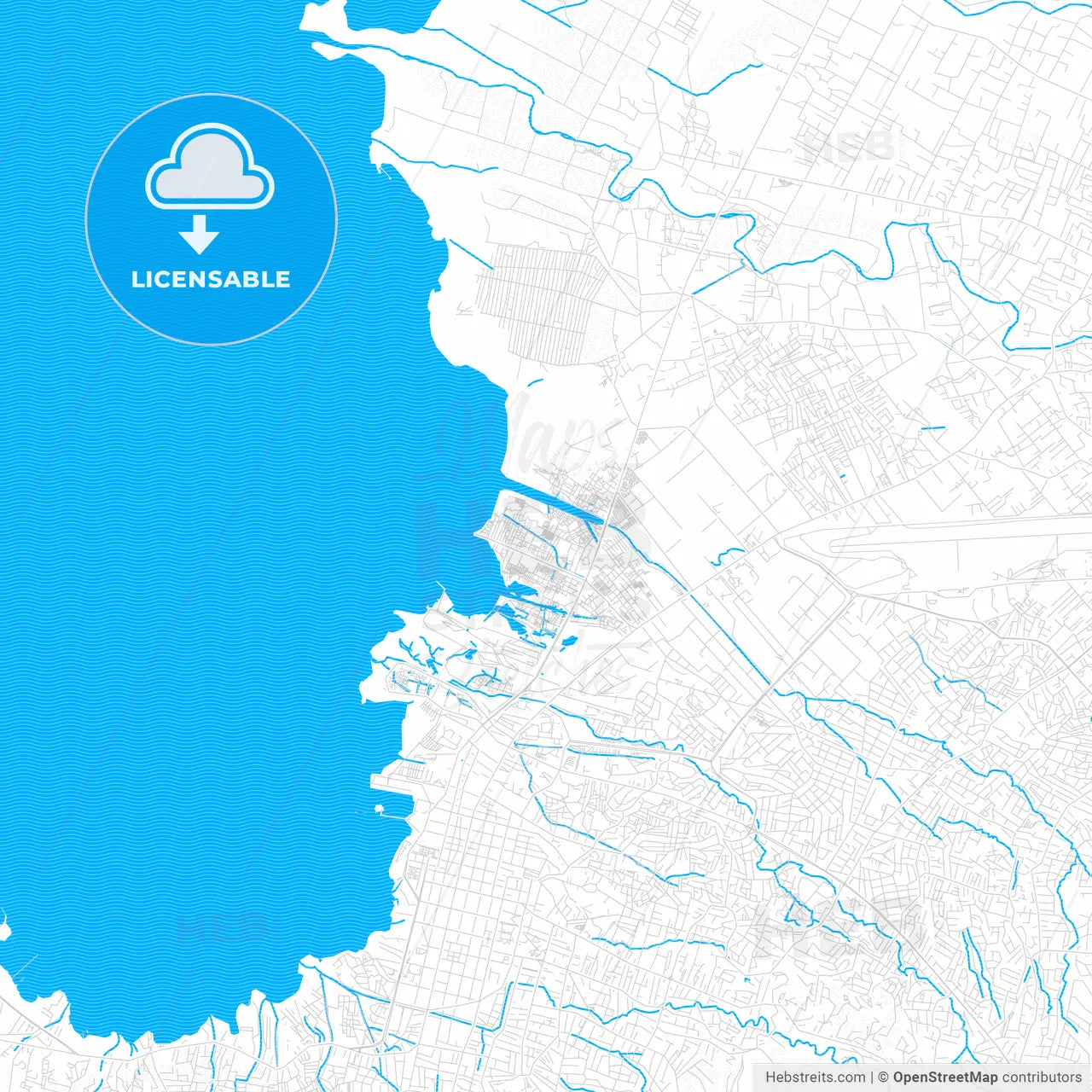 Cité Soleil, Haiti PDF vector map with water in focus