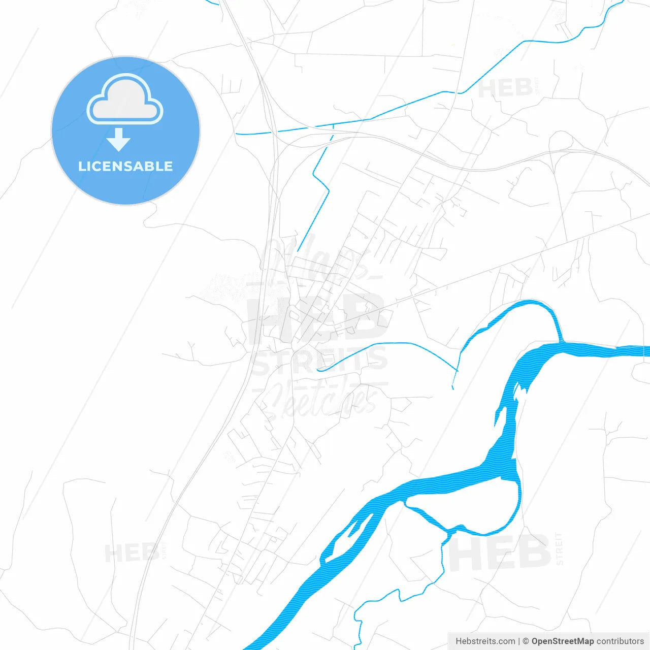 Laktaši, Bosnia and Herzegovina PDF vector map with water in focus