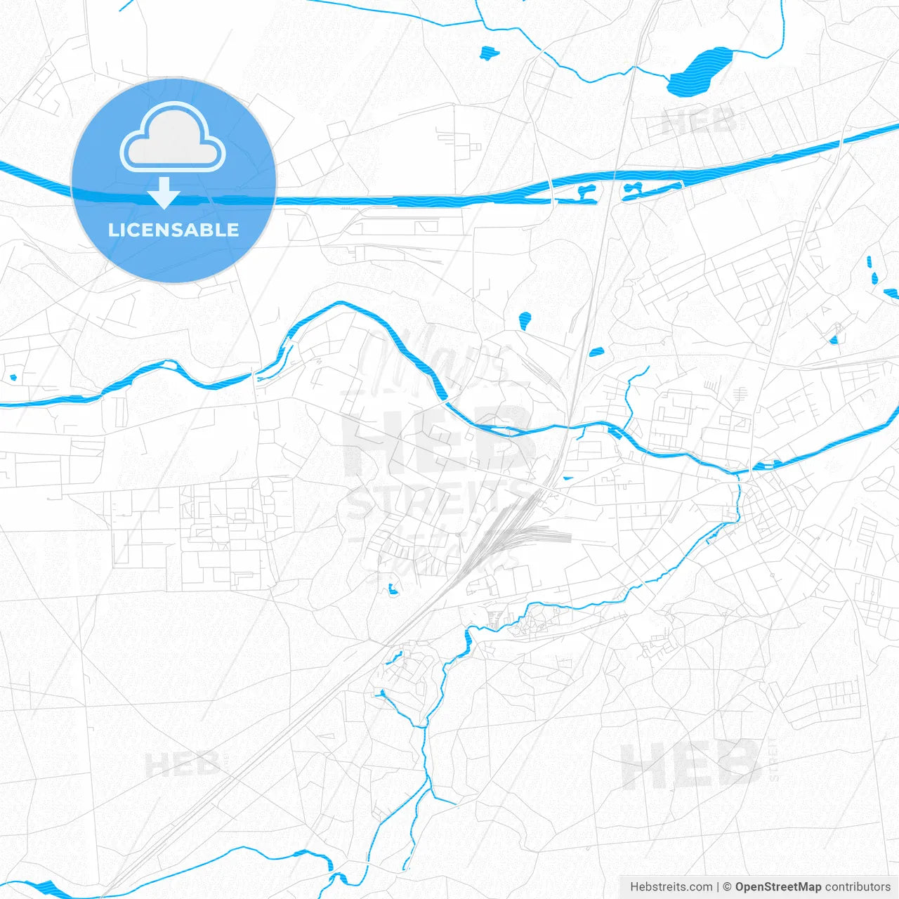 Eberswalde, Germany PDF vector map with water in focus