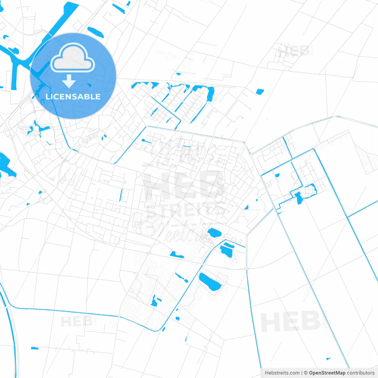 Papenburg, Germany PDF vector map with water in focus