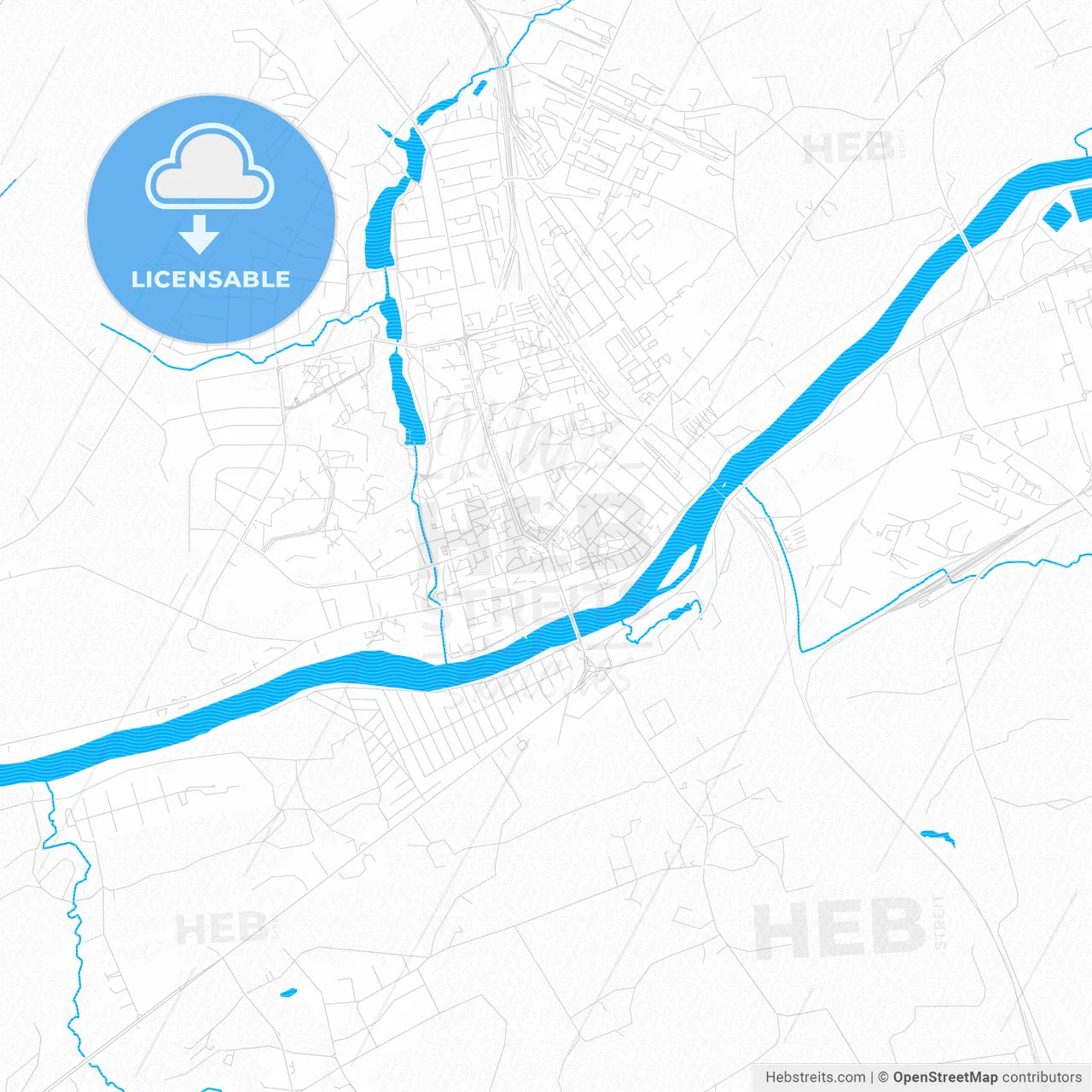 Jonava, Lithuania PDF vector map with water in focus