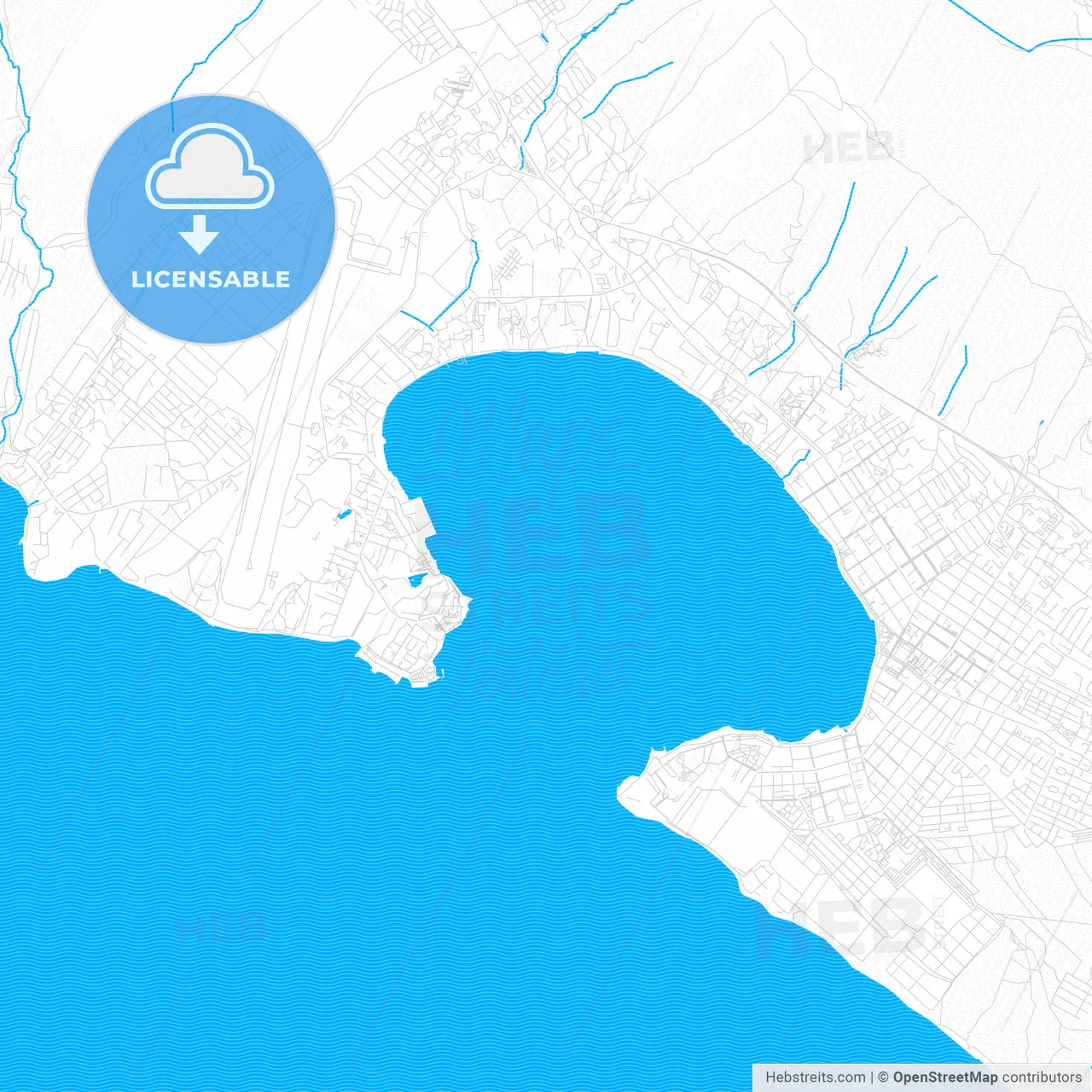Gelendzhik, Russia PDF vector map with water in focus