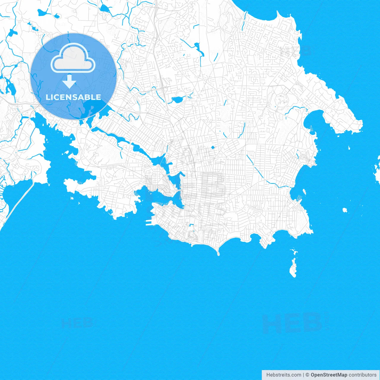 Victoria, Canada PDF vector map with water in focus