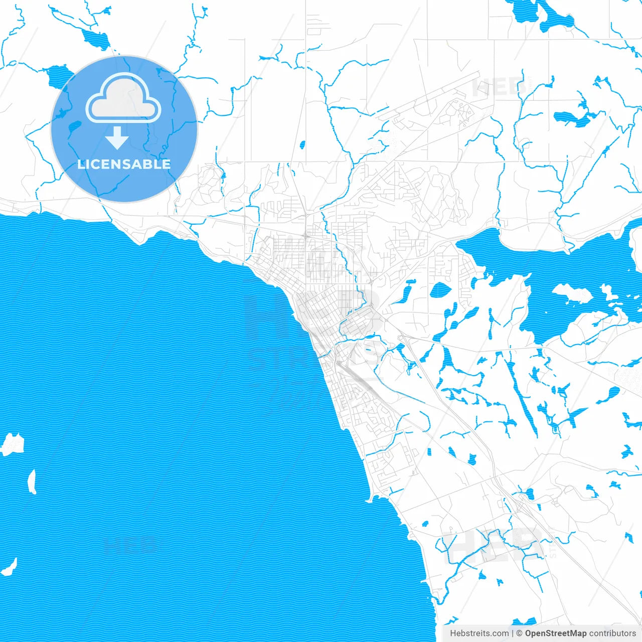 North Bay, Canada PDF vector map with water in focus