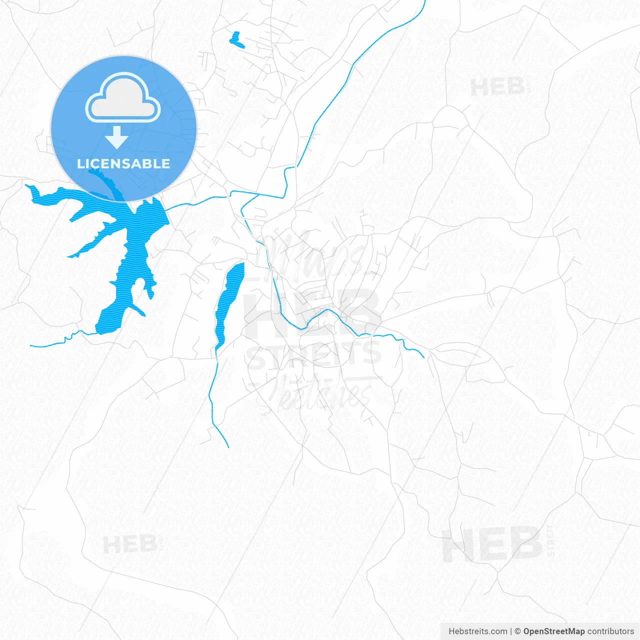 Gradačac, Bosnia and Herzegovina PDF vector map with water in focus