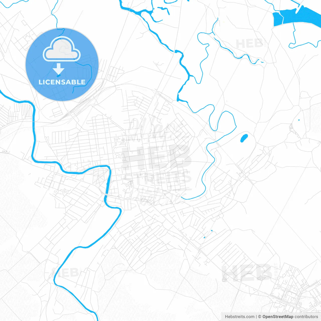 Pavlohrad, Ukraine PDF vector map with water in focus