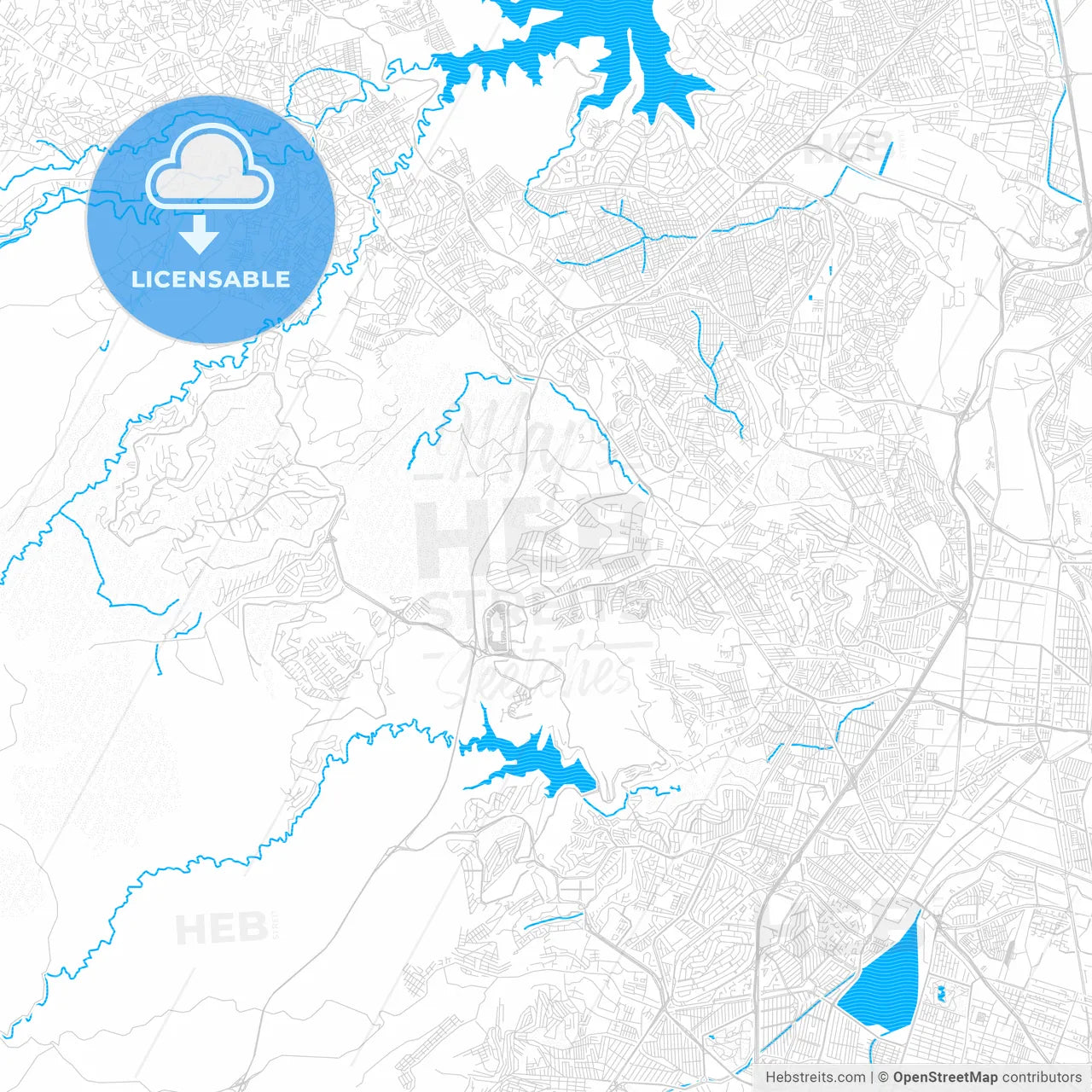 Ciudad López Mateos, Mexico PDF vector map with water in focus