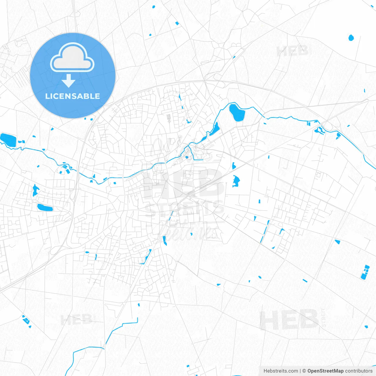 Cloppenburg, Germany PDF vector map with water in focus
