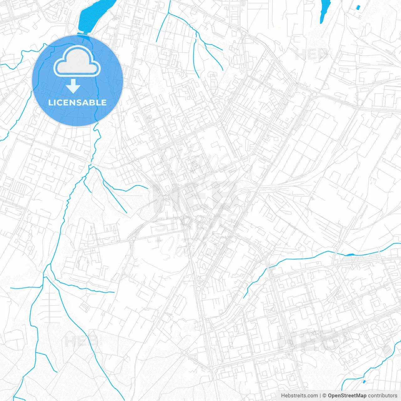 Cheboksary, Russia PDF vector map with water in focus