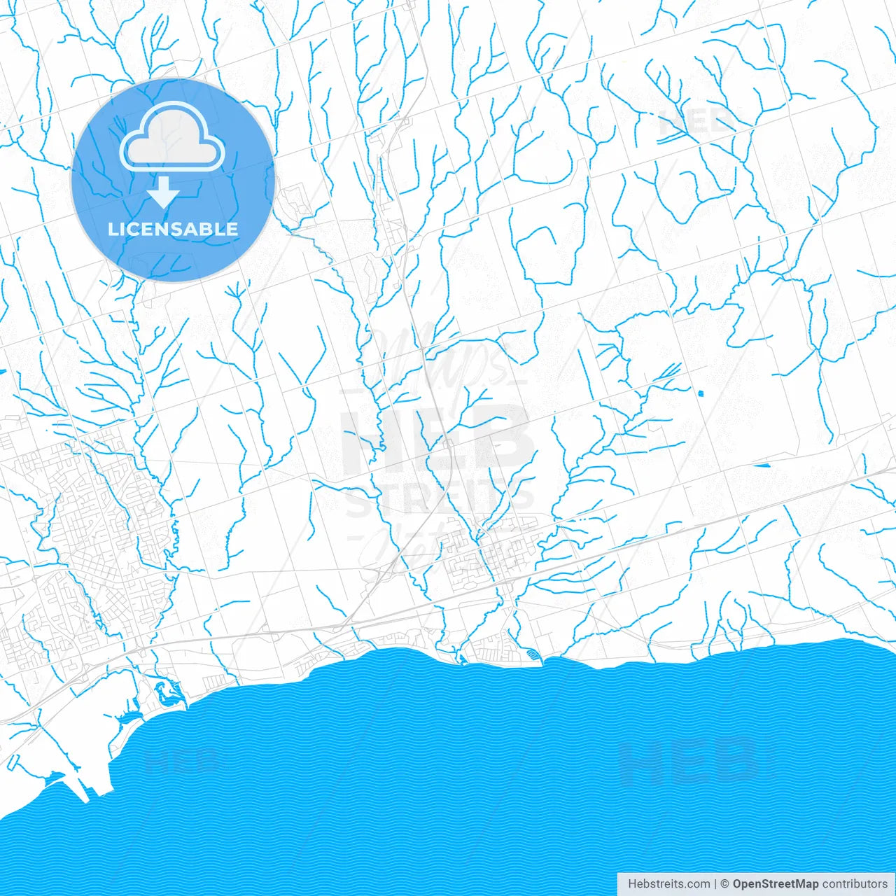 Clarington, Canada PDF vector map with water in focus