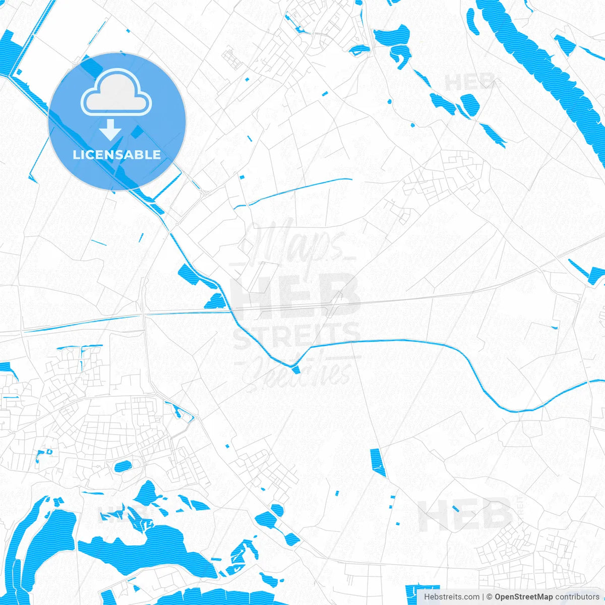 Lingewaard, Netherlands PDF vector map with water in focus