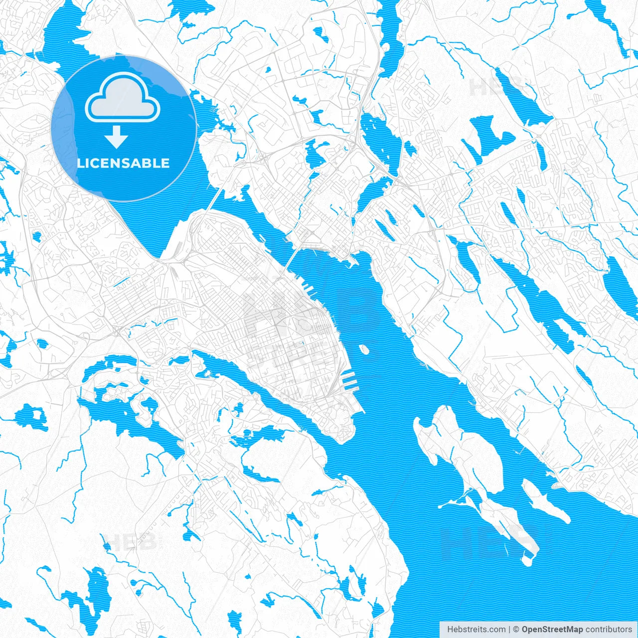 Halifax, Canada PDF vector map with water in focus