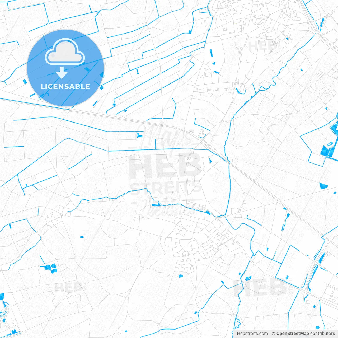 Horst aan de Maas, Netherlands PDF vector map with water in focus