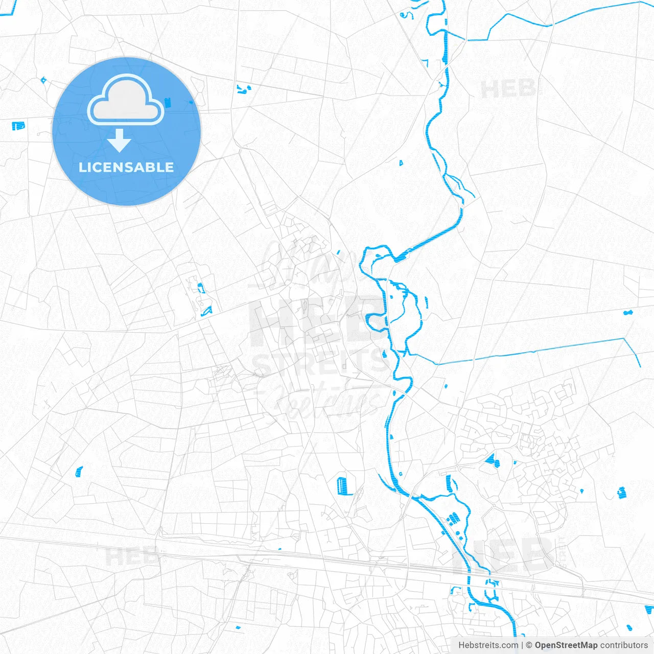 Hellendoorn, Netherlands PDF vector map with water in focus
