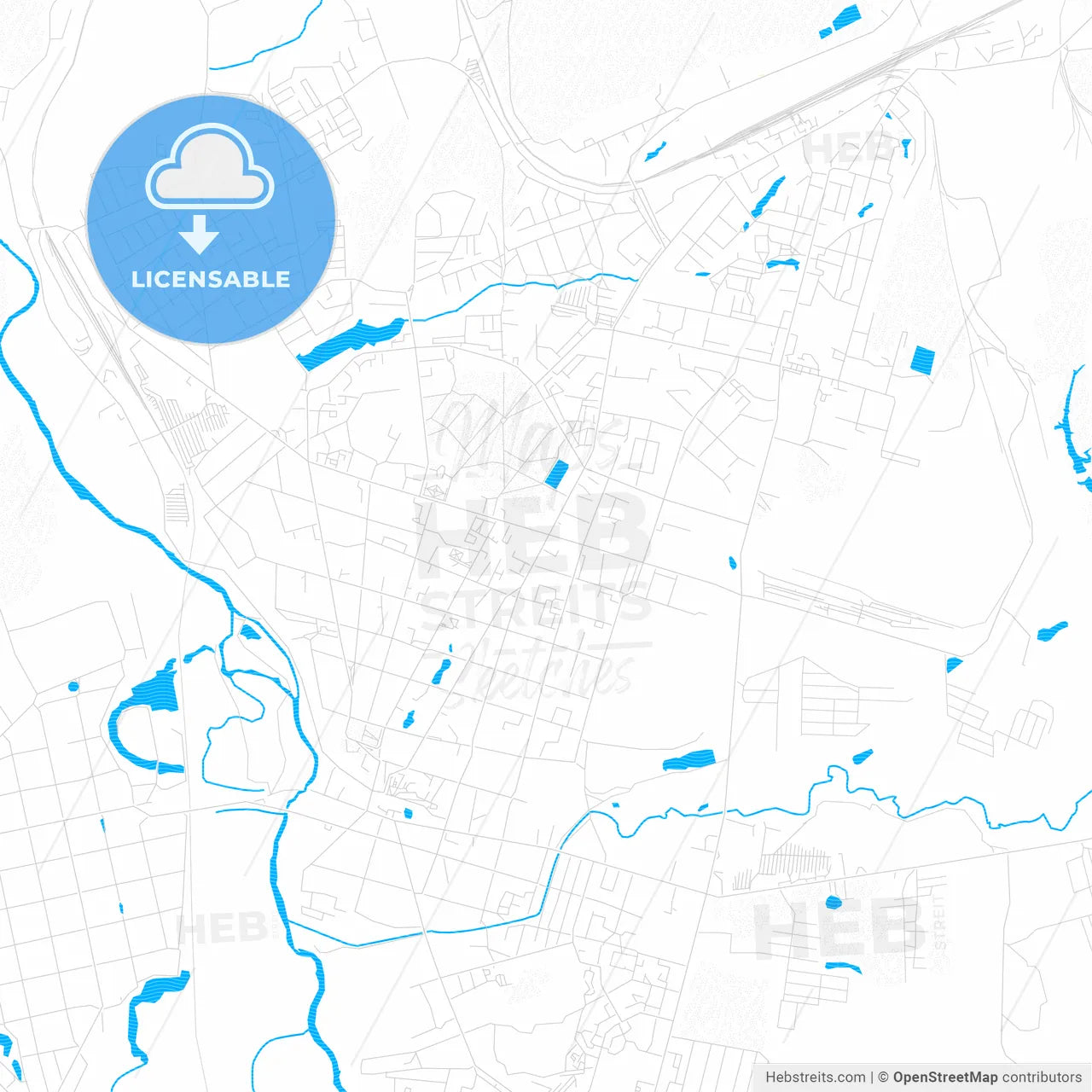 Arzamas, Russia PDF vector map with water in focus