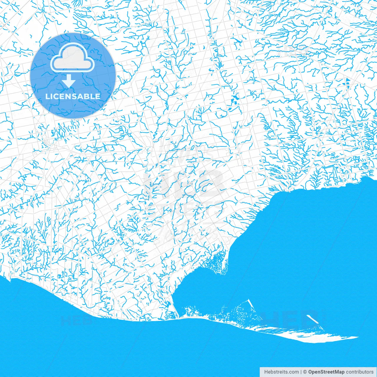 Norfolk County, Canada PDF vector map with water in focus