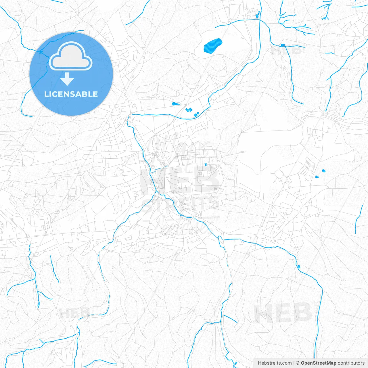 Hemer, Germany PDF vector map with water in focus