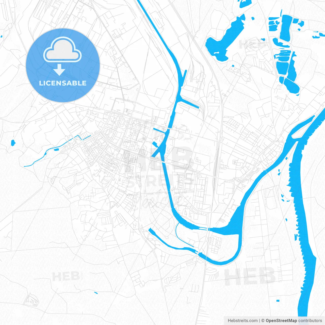 Eisenhuttenstadt, Germany PDF vector map with water in focus