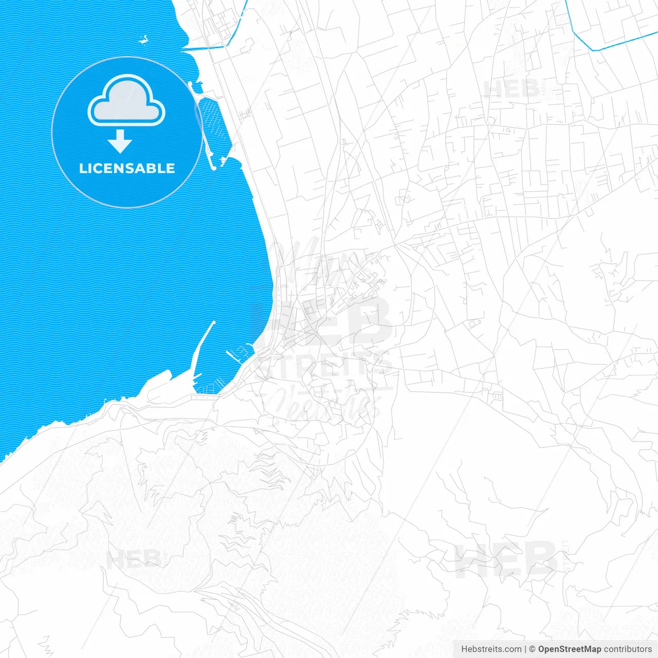 Castellammare di Stabia, Italy PDF vector map with water in focus