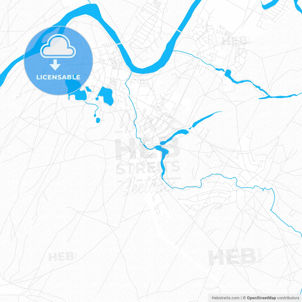 Druskininkai, Lithuania PDF vector map with water in focus