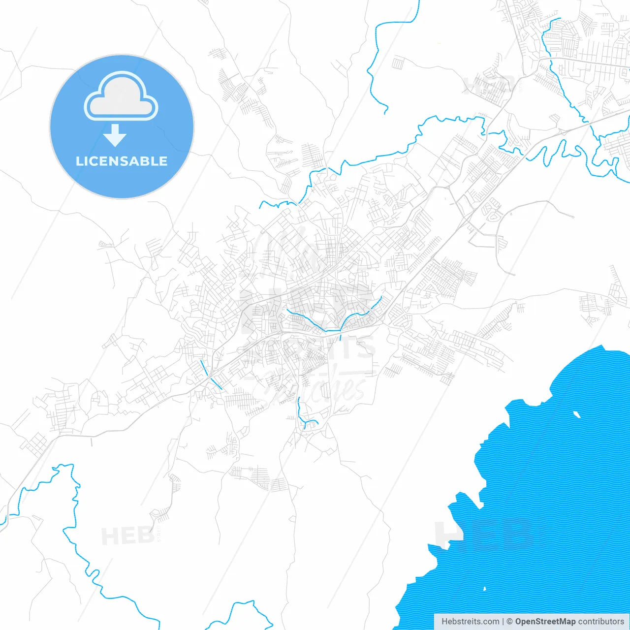 La Chorrera, Panama PDF vector map with water in focus