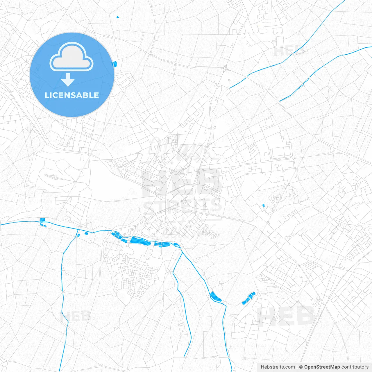 Alsdorf, Germany PDF vector map with water in focus