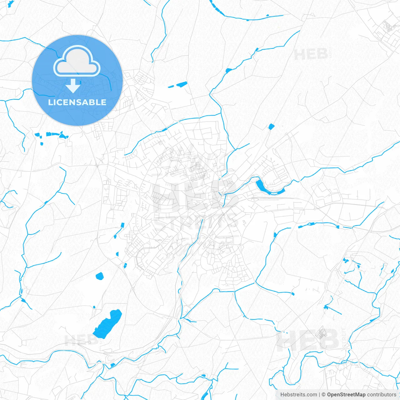 Mettmann, Germany PDF vector map with water in focus