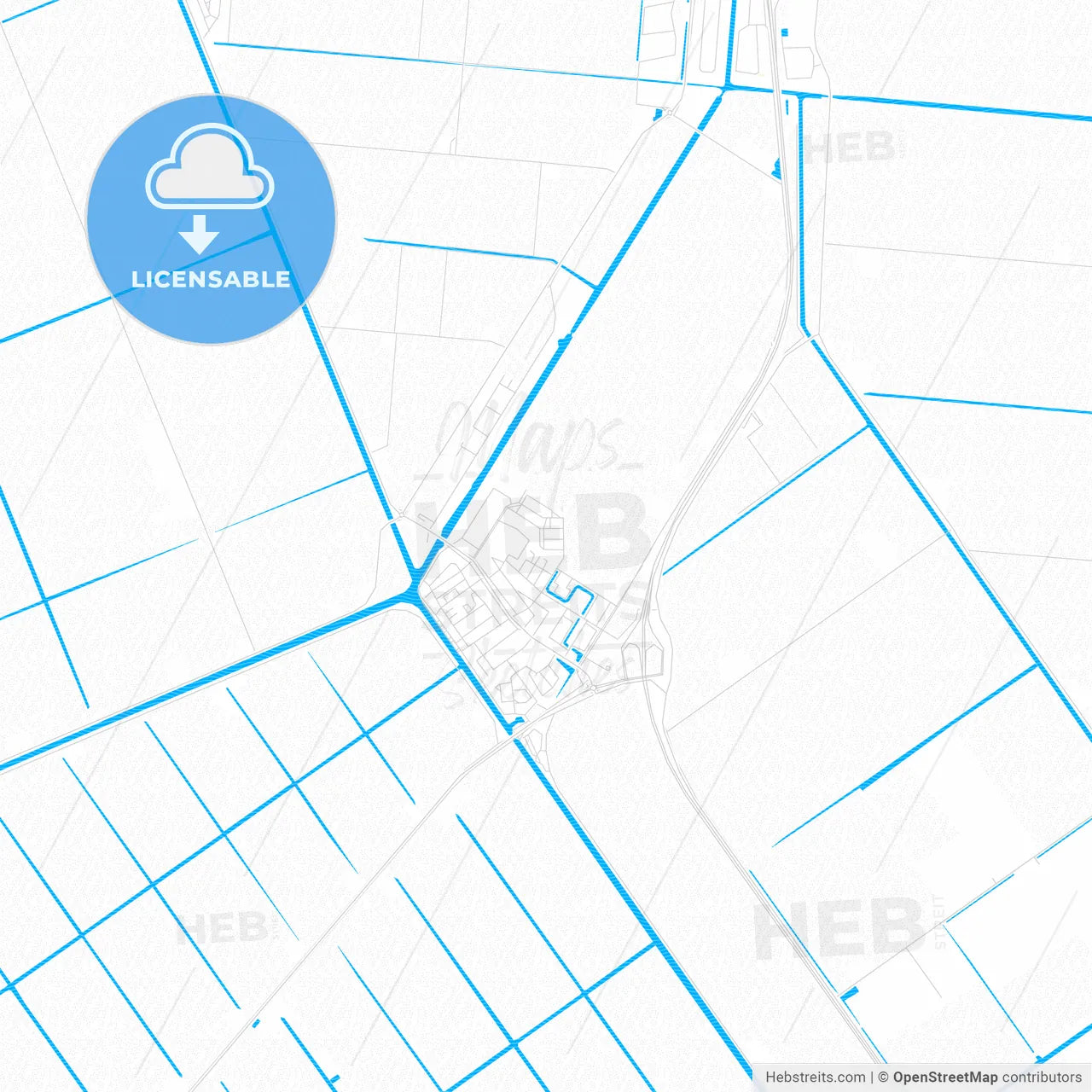 Hollands Kroon, Netherlands PDF vector map with water in focus