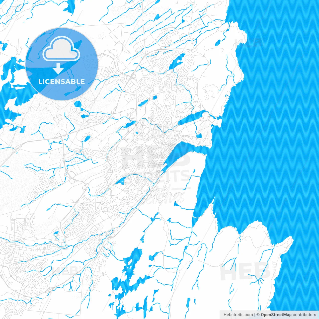 St Johns, Canada PDF vector map with water in focus