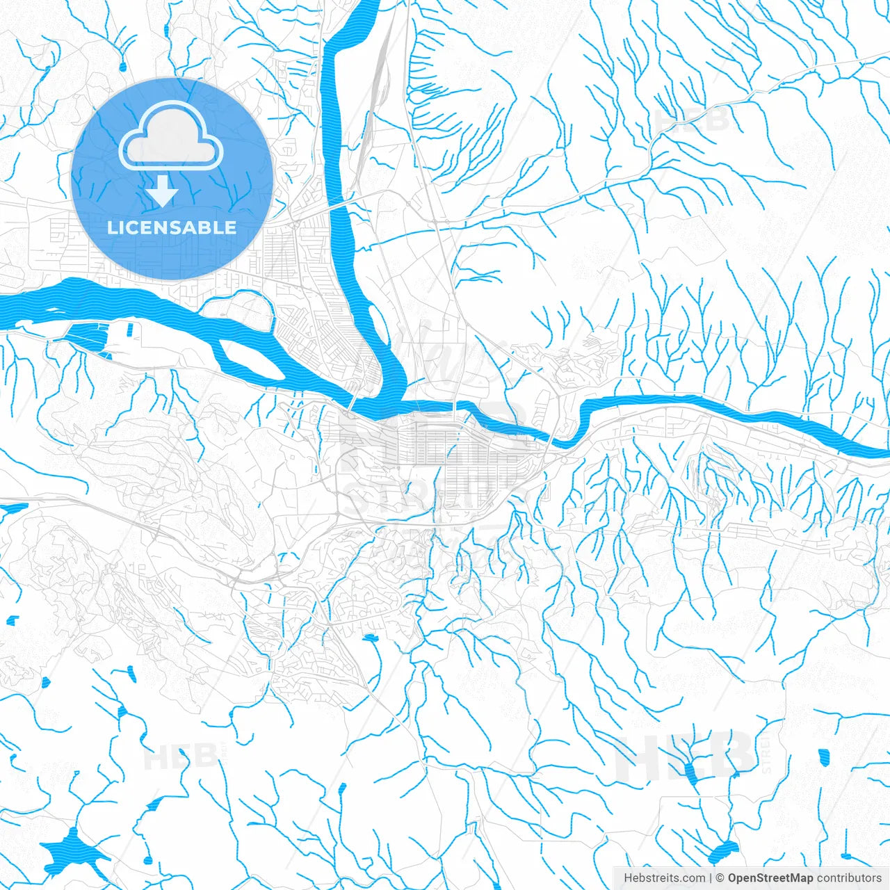 Kamloops, Canada PDF vector map with water in focus