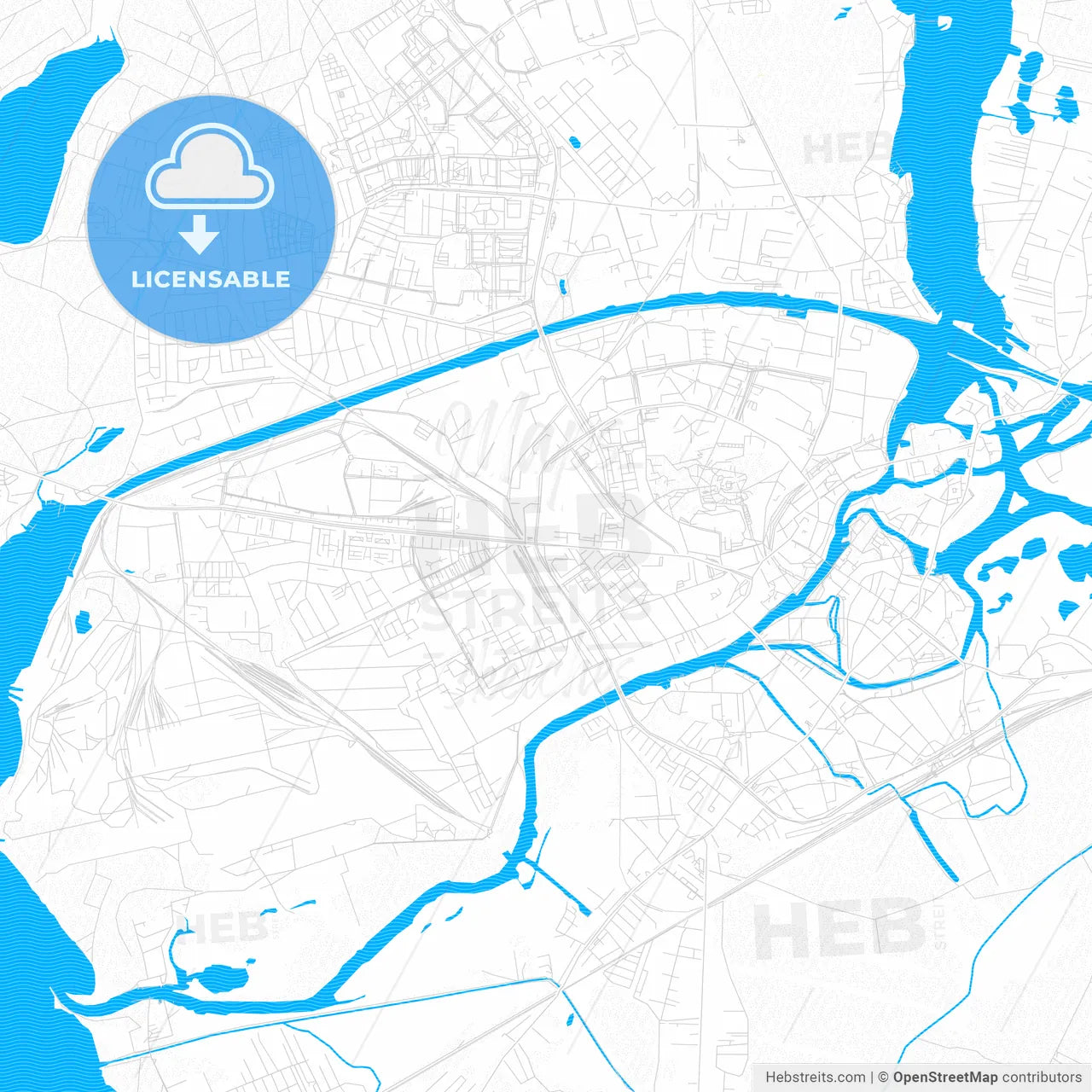 Brandenburg an der Havel, Germany PDF vector map with water in focus